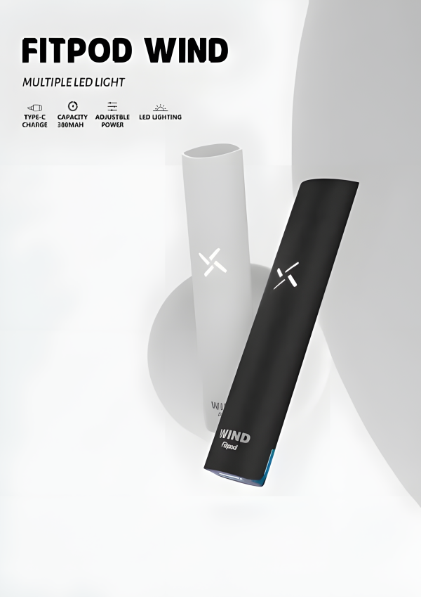 Fitpod Wind 氣流桿 380mAh Type-C、四檔電壓調節與頂底彩燈開關