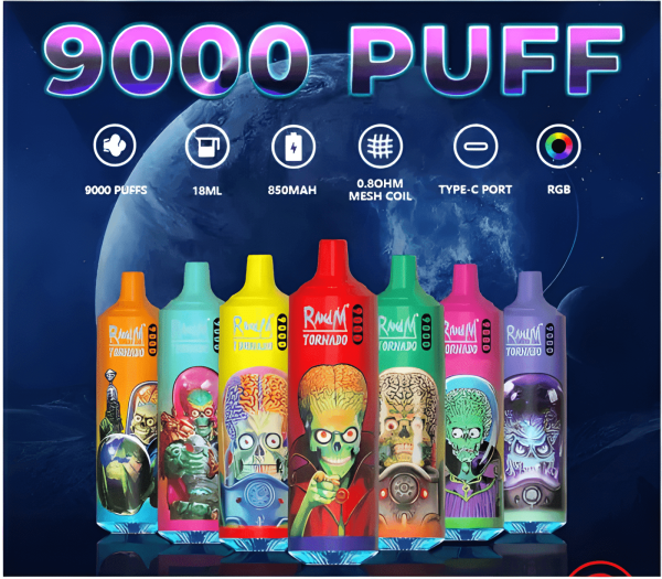 Randm 9000 Puffs 龍捲風拋棄式電子煙 18ml 超長續航 一次性霧化棒 歐美爆款
