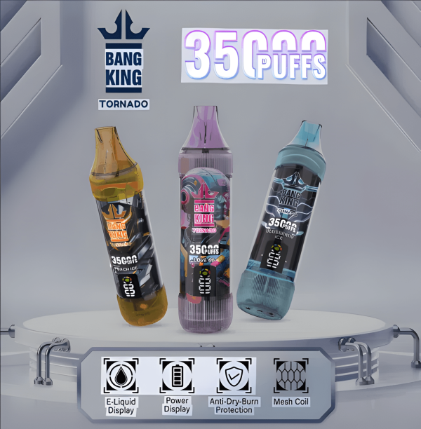 Bang King 35000 Puffs 3% 尼古丁 Type-C 快充 大容量拋棄式電子煙 歐美爆款