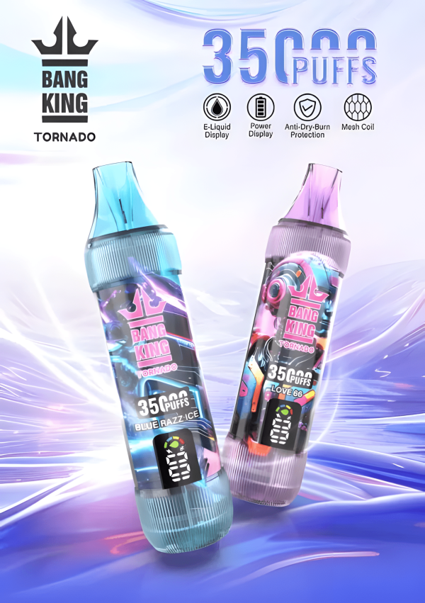 Bang King 35000 Puffs 3% 尼古丁 Type-C 快充 大容量拋棄式電子煙 歐美爆款