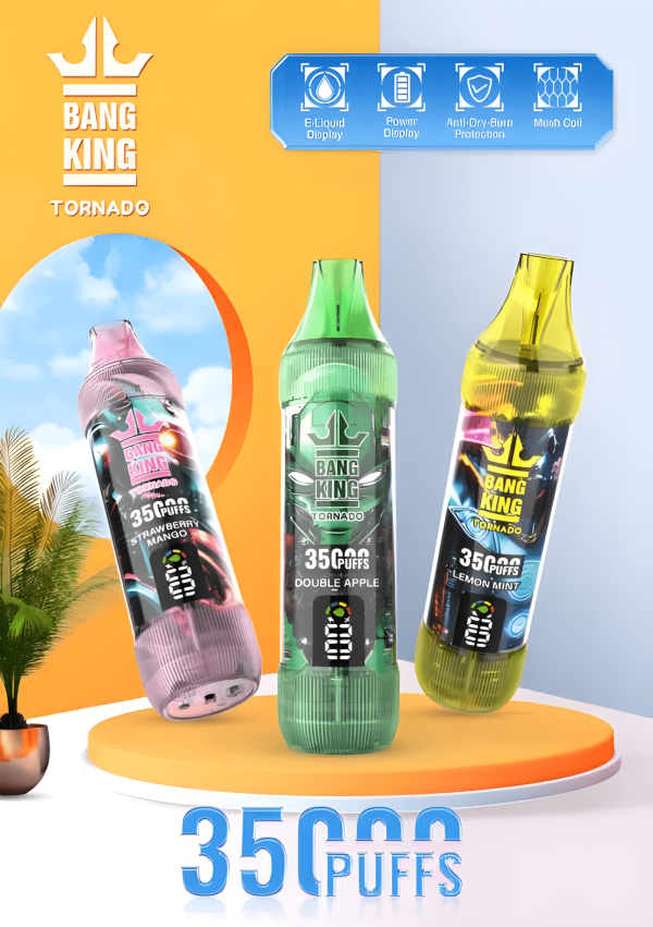 Bang King 35000 Puffs 3% 尼古丁 Type-C 快充 大容量拋棄式電子煙 歐美爆款