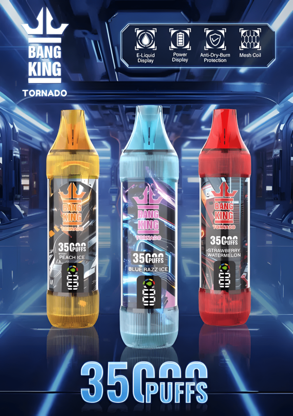 Bang King 35000 Puffs 3% 尼古丁 Type-C 快充 大容量拋棄式電子煙 歐美爆款