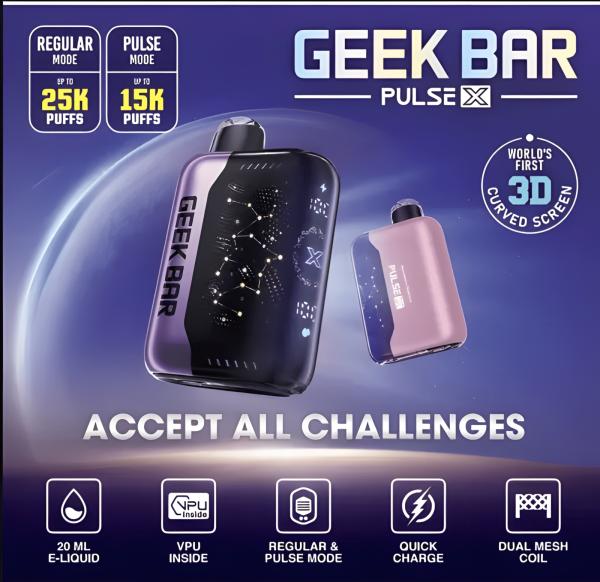 GEEK BAR Pulse X 25000 Puffs 一次性電子煙 拋棄式霧化棒 5% 尼古丁 美歐爆款