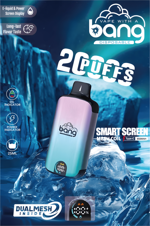 Bang 25000 Puffs 超大屏幕 擁有 30ml超大容量可充電拋棄式電子煙