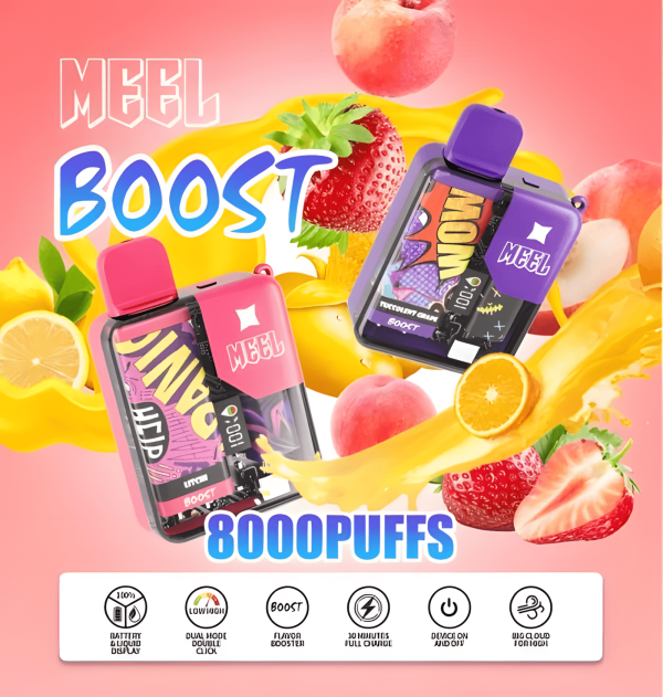 MEEL BOOST 8000口 一次性電子煙  油量顯示屏幕  麻將拋棄式電子菸 大容量 台灣電子煙批發 711到付