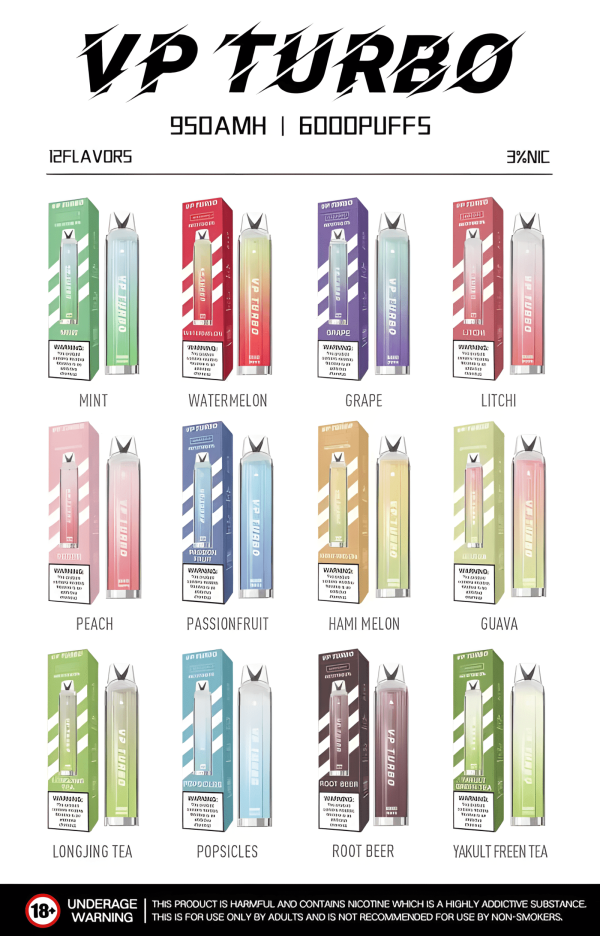 VP Turbo 6000 Puffs 長續航 拋棄式電子煙 一次性霧化桿