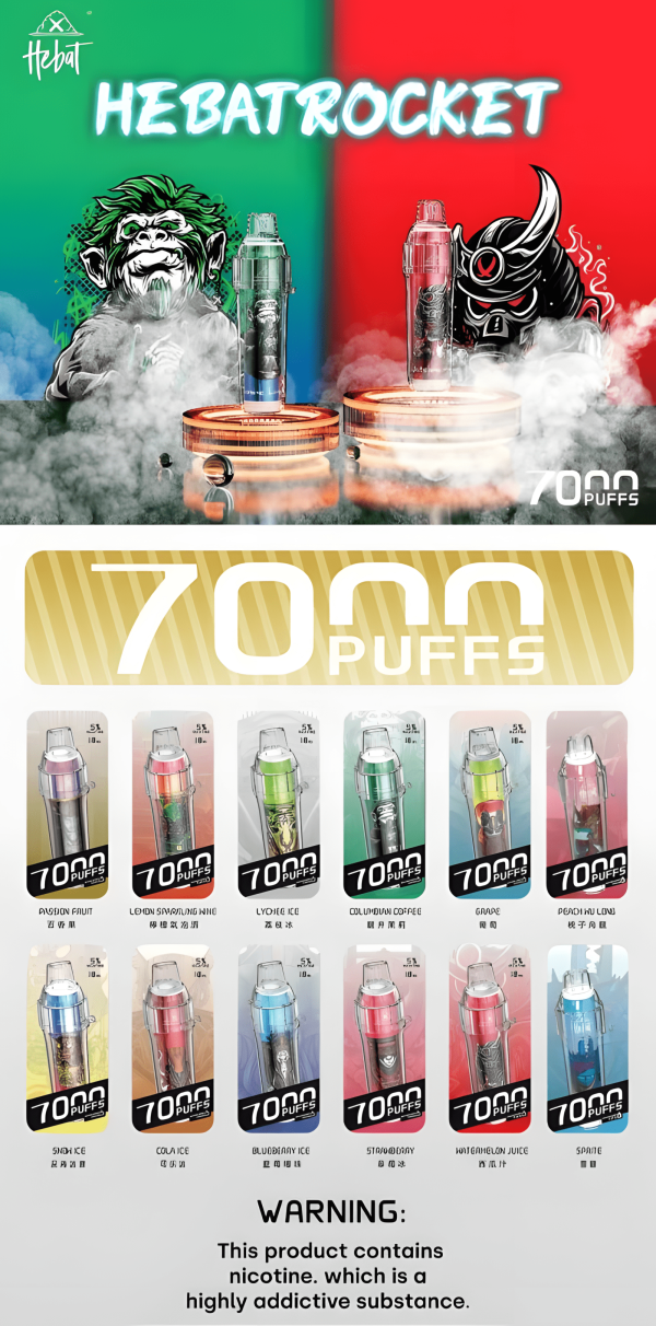 喜貝抛棄式電子煙/HEBAT BOOM 7000 PUFFS/Hebat一次性長續航電子煙/ 台灣電子煙批發
